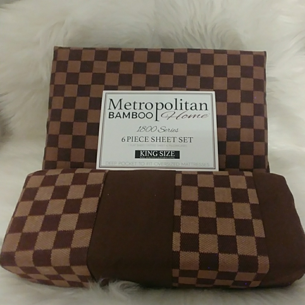 Metropolitan Bamboo Checkered King Sheet Set